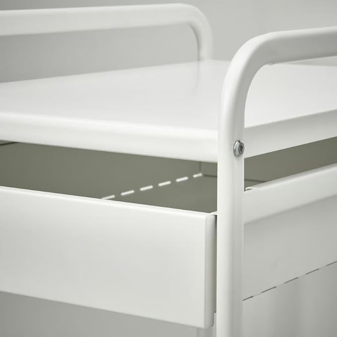 Storage Unit – Slim White Steel Organizer with Drawers for Kitchen, Bedroom, Entryway – Powder-Coated Shelving Rack – Max Load 44 lb – Indoor Use – 22x15 White