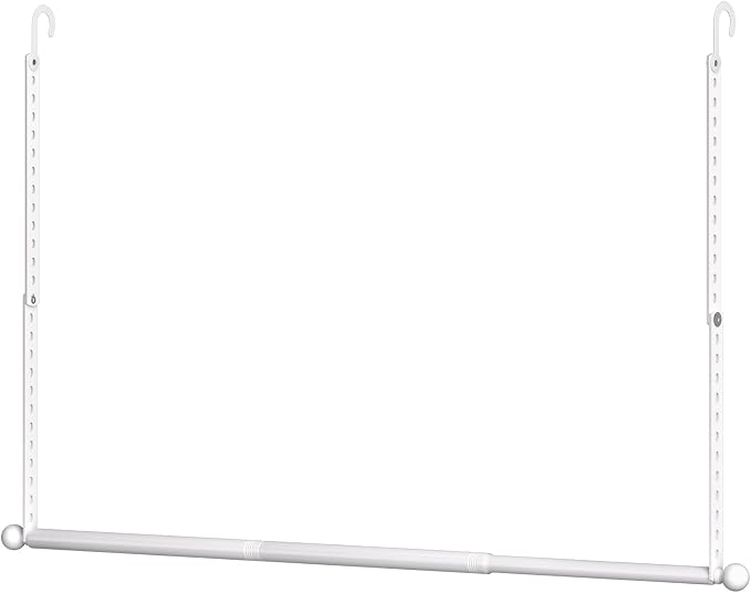 SUTINE Closet Rods for Hanging Clothes, Adjustable Metal Closet Extender Hanging Rod, Space-Saving Closet Rod Extender Clothes Hanging Bar, Closet Poles for Hanging Clothes (White, 31.5-47.2 IN)