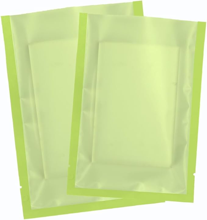 100PCS Customized Vacuum Heat Seal Bag,Open Top Packaging Bag with Clear Front,Single Color Printing for Logo/Text/QR Code (Green, 13 * 18CM/5.0"*7.1"-100PCS-One Color Print)