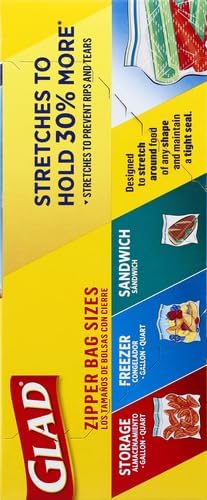 GLAD FLEXN' SEAL Zipper Food Storage Sandwich Bags, On-the-Go Snack and Lunch Bags, Zipper Sandwich Sealer, Microwave Safe, BPA Free, 100 Count (Pack of 1)