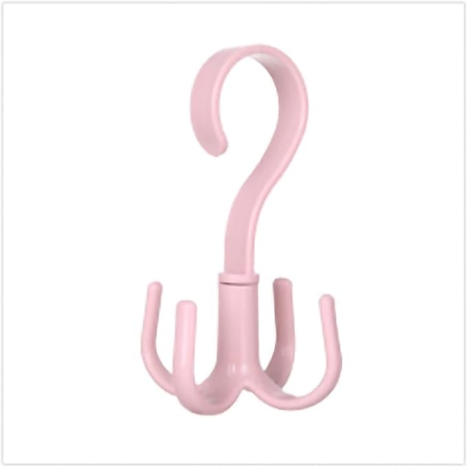4PCS Rotating Tie and Belt Hanger, 360° Rotating Multifunctional Space Saving Closet Organizers Handbag Storage Hook Scarf Hanging Rack for Bedroom Kitchen (Pink)
