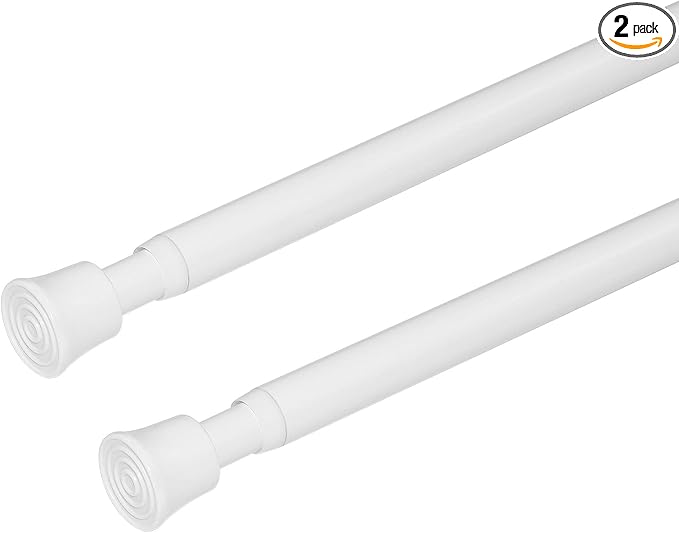 KXLife Tension Curtain Rod Adjustable 28-40 Inch, 2 Pack, White | No Drilling, Expandable Spring Loaded, Renter Friendly, for Window, Doorway, Kitchen