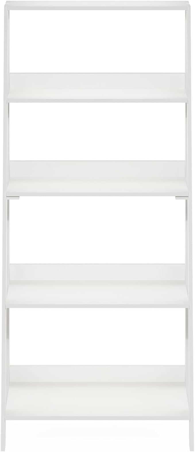 Furinno Ladder Book Shelf, 5-Tier Ladder Shelf, Bookshelf, Display Storage Shelves, 13 x 23.6 x 53.5, for Living Room, Home Office, Plain White