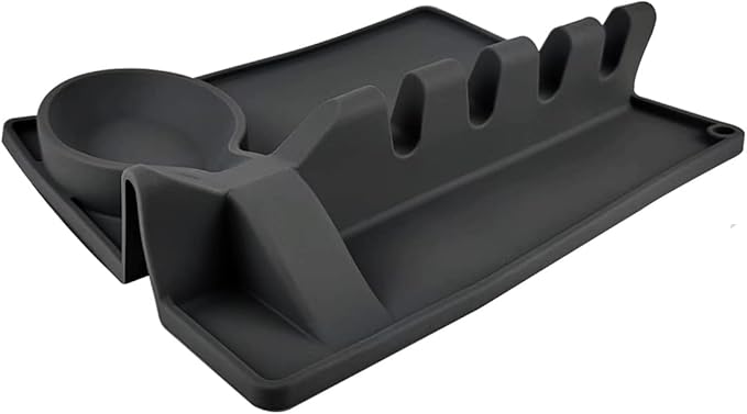 Silicone Utensil Rest with Drip Pad for Stove Top, Large Spoon Holder, Kitchen Utensil Rest (Black)