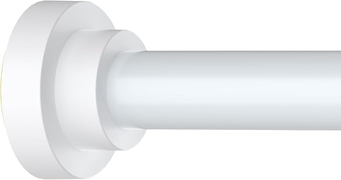 Thestoa Shower Curtain Rod Adjustable 43-66 inch, 1"Diameter Spring Tension Curtain Rod No Drill, Anti-Rust Non-Slip Shower Rod, White Shower Curtain Rod for Bathroom Tension
