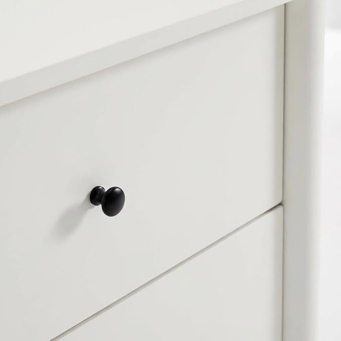 Furnifact White Nightstand, 2 Drawers, Scalloped Design, Spacious Storage, Durable Construction, Elegant Bedroom Furniture, Smooth Drawer Operation
