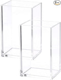 HSYMQ 2 Pack Clear Acrylic Pencil Pen Holder Cup, Makeup Brush Holder Acrylic Desk Accessories