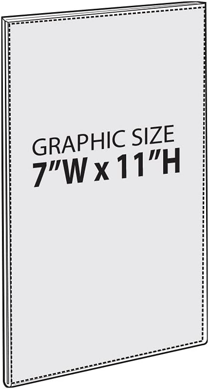 Azar Displays 122019 Self Adhesive Tape Clear Acrylic Wall Sign Holder Frame 7" W x 11" H - Portrait/Vertical, 10-Pack