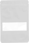 100PCS Foil Pouch Mylar Bags with Clear Window,ULIFESTAR Stand Up Sealable Bags with Tear Notches,Resealable for Food,Party Favors,Gift Packaging and Small Business(10 * 15cm/3.94 * 5.91",White)