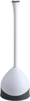 Clorox Toilet Plunger with Hideaway Holder Caddy Heavy-Duty Compact Design with Non-Skid Rubber Base for Bathroom Convenient Storage Toilet Unclogger, 6.5x19.5-Inch, White