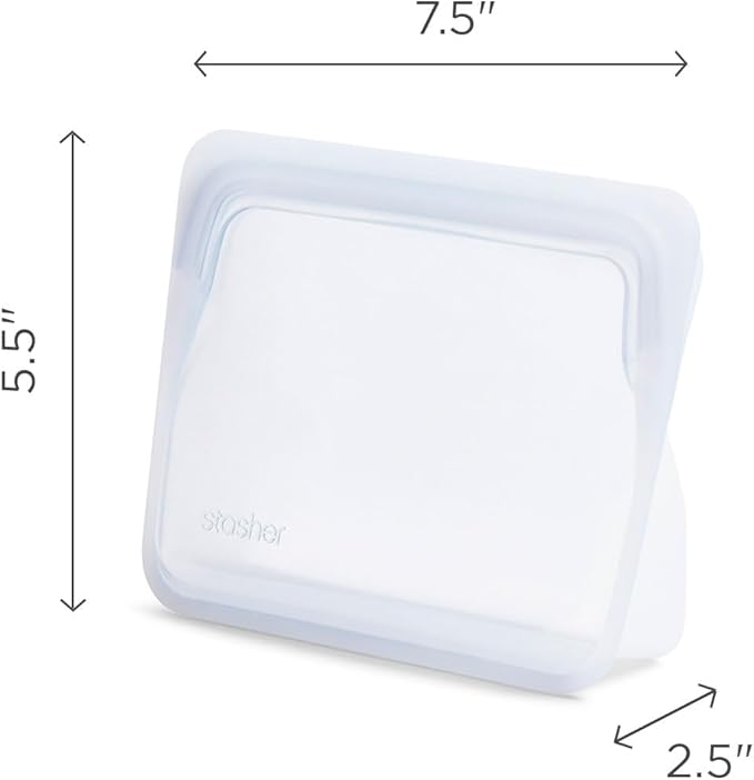Stasher Silicone Reusable Storage Bag, Stand-Up Mini Bag, Reusable Freezer Bags, Microwave, Dishwasher, Oven Safe, Sous Vide, Eco Friendly, Food-safe Silicone Snack Bags, 56 oz, Aqua