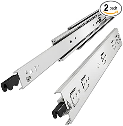VADANIA #D51 20" Heavy Duty Locking Drawer Slide with Lock, 1-Pair | 150lb Load Capacity, 3-Fold Full Extension, Detachable, Ball Bearing Lock-in & Lock-Out, Side Mount