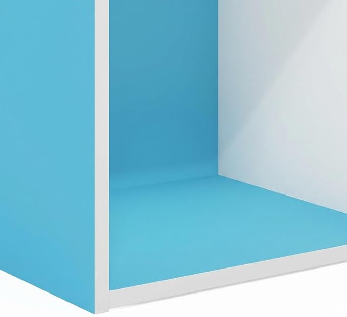 Furnifact Light Blue White Bookcase, Wooden Design, Ample Storage, Durable Wood, Modern Home Office and Living Room Furniture