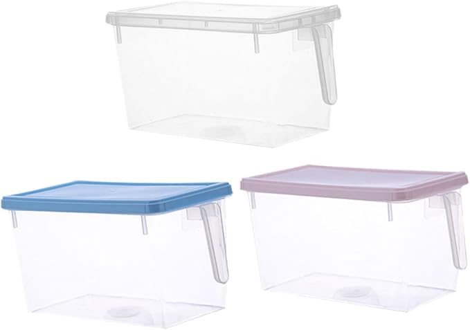 SHINEOFI 3pcs Food Preservation Storage Boxes 4l Rectangular Lidded Sealing Containers Plastic Pink Blue Refrigerator Organizer for Kitchen Pantry