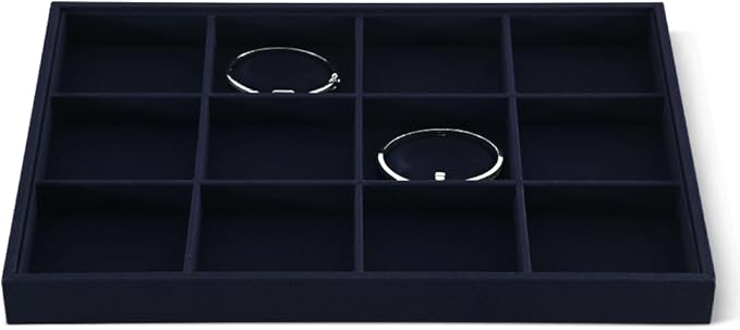 Linen 12 Grid Stackable Bangle Storage Tray, Bracelet Watch Display Tray, Jewelry Shop Counter Showcase Table Top Organizers, Makeup Table Drawer Insert Jewelry Tray