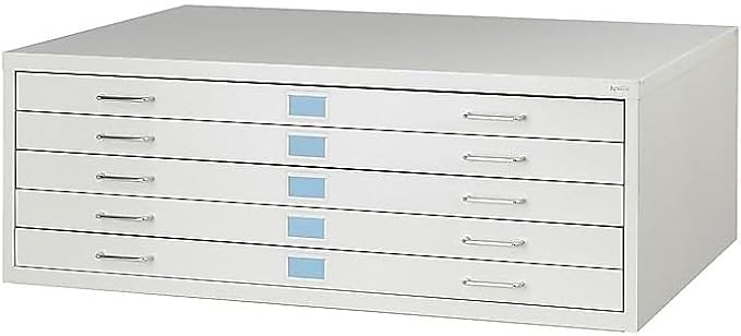 Safco 5-Drawer Flat File Organizer for Engineering, Construction, Design & Architecture Documents, 300 lbs Capacity, Medium, Light Gray