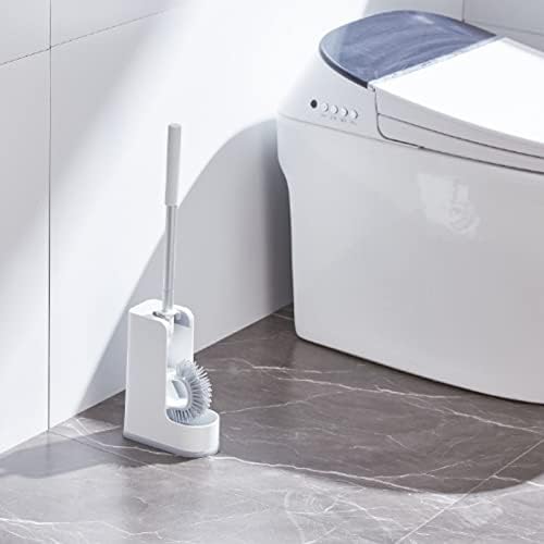Toilet Brush Hook Shape Silicone Toilet Brush with Holder Set for Home Bathroom Toilet Kitchen Bowl Cleaning Bathroom Toilet Brush Holder