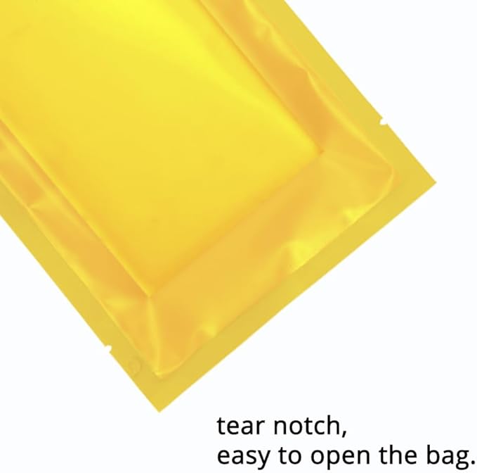 100PCS Customized Vacuum Heat Seal Bag,Open Top Packaging Bag with Clear Front,Single Color Printing for Logo/Text/QR Code (Gold, 10 * 15CM/4.0"*6.0"-100PCS-One Color Print)