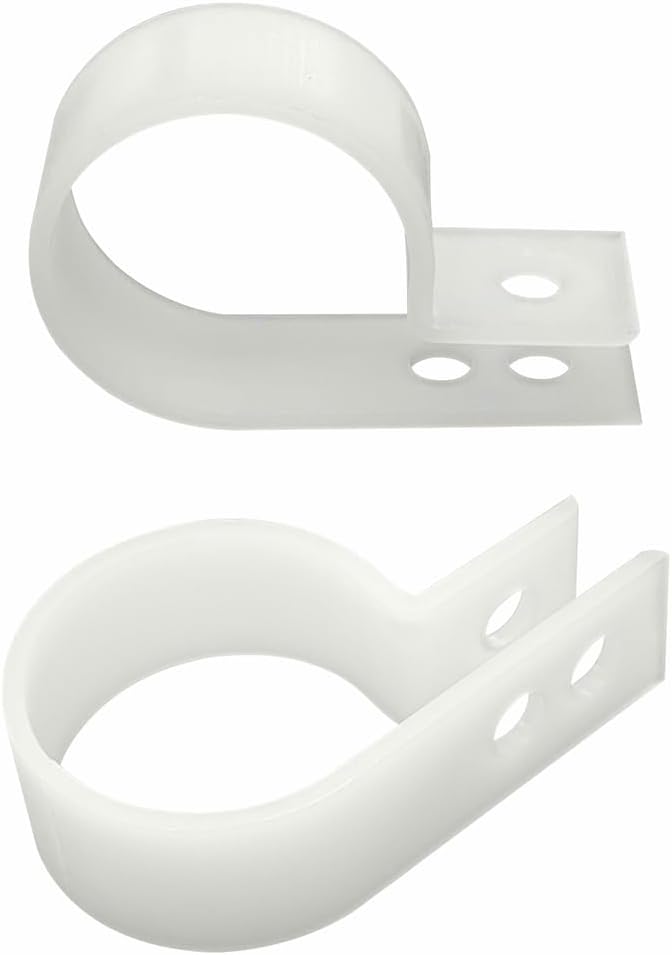 50Pcs 1 Inch R-Type Nylon Cable Clamps for Cable Wire Management | Durable Nylon Material, R-Shape Cable Holder, 1 Inch Opening Size, Multi-Hole Mount Base, Neat Wire Organization