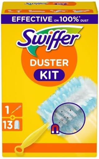 Swiffer Dust Magnet Starter Set (1 Handle + 13 Refill Cloths) Catches and Closes 3 Times More Dust and Hair Than Conventional Duster