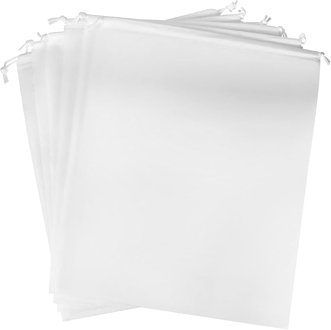 QWORK Drawstring Dust Covers, 6 Pcs Breathable Non-woven Fabric Large Cloth Storage Pouch String Bag for Handbags Purses Shoes