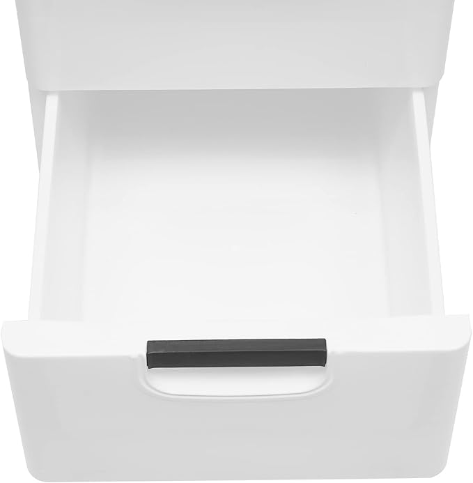 Plastic Storage Cabinet Stackable Storage Cart 5 Drawer Containers Storage Organizer Unit Mobile Stacking Bins [White 11.8"x15.7"x33.1"]