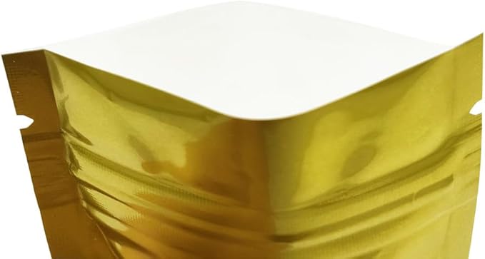 100PCS Customized Mylar Zipper Bags,Clear Front Resealable Packaging Pouches For Food Storage,Single Color Printing for Logo/Text/QR Code (Gold, 6.5 * 9CM/2.6"*3.5"-100PCS-One Color Print)