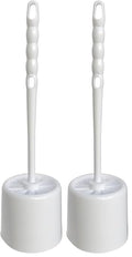 Carlisle FoodService Products 36719700 Toilet Bowl Brush with Hideaway Holder, 16", 14.5" Height, 3" Width, Polypropylene, White (Pack of 2)