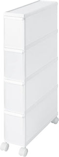Like-IT Kitchen Storage, Gap, Drawer, Super Slim, 4 Tiers, with Casters, Approx. Width 5.5 x Depth 18.3 x Height 32.7 inches (14 x 46.5 x 83 cm), All White, Made in Japan, FTS-4, Dead Space Storage,