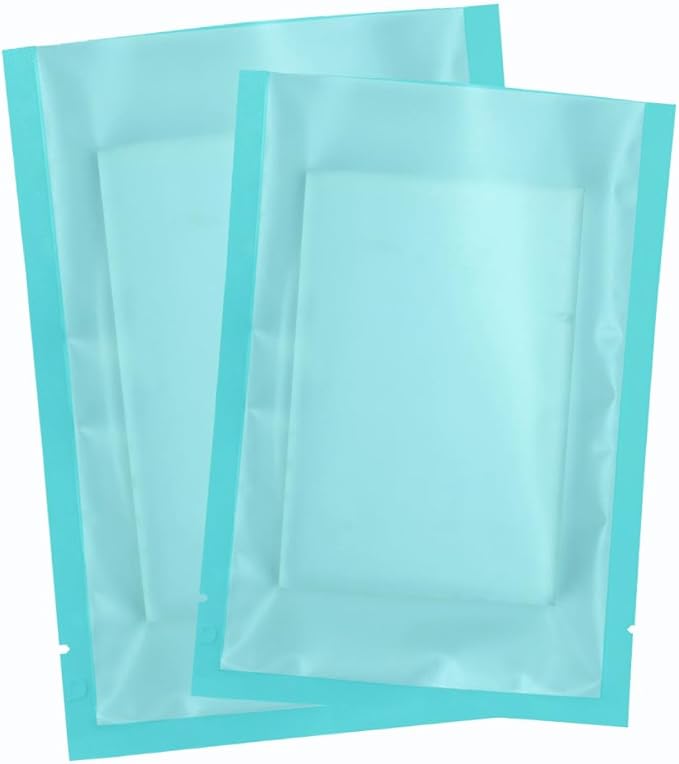 100PCS Customized Vacuum Heat Seal Bag,Open Top Packaging Bag with Clear Front,Single Color Printing for Logo/Text/QR Code (Blue, 13 * 18CM/5.0"*7.1"-100PCS-One Color Print)