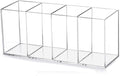 HSYMQ Acrylic Pen Holder 4 Compartments Clear Pencil Holder Organizer Makeup Brush Holder