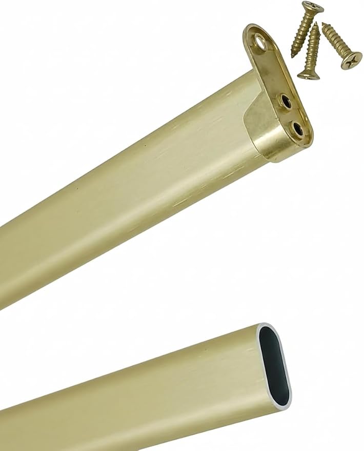 6-Case ProPack Kit Matte Brass 96" Long Oval Wardrobe Closet Rods with 12 End Cap Flanges and 6 Center Supports with Installation screws