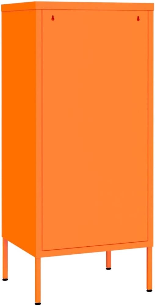 Modern Orange Steel Storage Cabinet with Adjustable Shelves for Living Room and Bedroom Organization, 2 Spacious Shelves for Books and Small Items, Free-Standing Metal Design