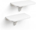 WELLAND 11.8" x 8.25" White Wall Mounted Desk Small Floating Shelves Set of 2 Folding Wall Shelves Drop-Leaf Table Fold Down Desk for RV, Camper, Loft Beds