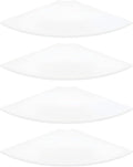 JJL Corner Shelf, 12-Inch Sector Wall Shelf, Set of 4 Wooden Hanging Corner Shelves with Wire Hole for Bedroom Corner Decoration, White