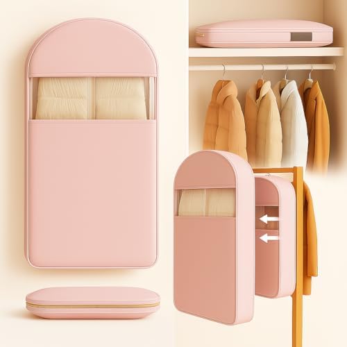 Space Saving Hanging Garment Bag with Self Compression Zipper, Suit Cover Bags, Heavy Duty Jackets & Parkas Storage, Dust Cover, Closet Organizer for Storage (Pink,XL)