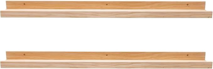 AZSKY Floating Shelves Wall Mounted Set of 2 Natural Wood Picture Shelves Wall Shelves for Bedroom Bathroom Living Room Kitchen Laundry Room Storage & Decoration 24 Inch
