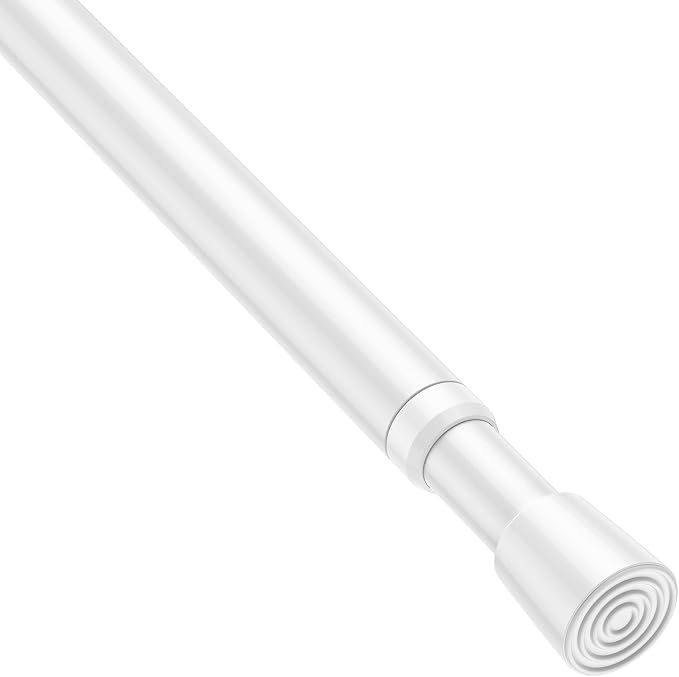 1 Pack Spring Tension Rods 26-39IN, 5/8 Inch Diameter White No Drill Spring Loaded Adjustable Extendable, Small Short Tension Curtain Rod for Windows Kitchen Doorway Closet Cupboard