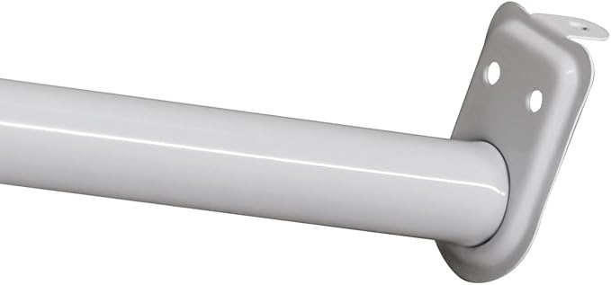 48 Inch to 72 Inch Adjustable Closet Rod for Hanging Clothes, White, Heavy Duty Steel, Center Support Bracket Included – Design House, 205831