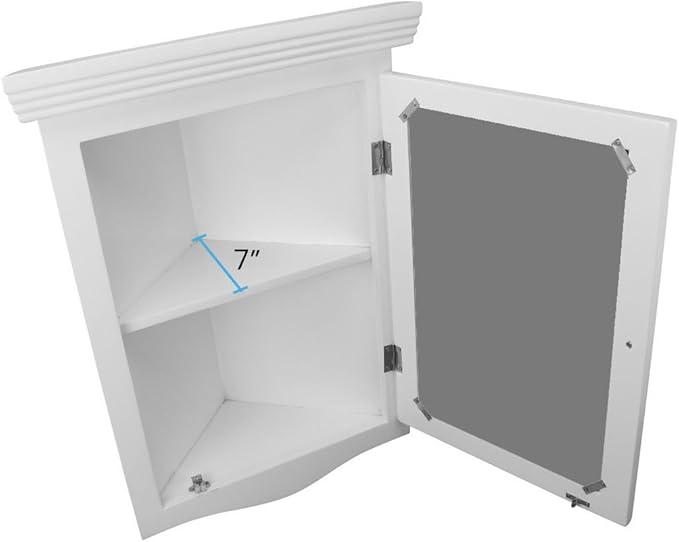 Renovators Supply Corner Medicine Cabinet with Mirror - Wall Mount Wooden Bathroom Medicine Cabinet - Double Shelf Storage Cabinet with Hardware - Hanging Bathroom Cabinet - Cherry, Pack of 1