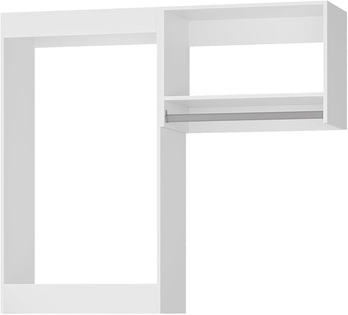 Modular Closet System, 43" Wide Closet Organizer System with Hanging, Wood Tower Closet Storage for Walk In Closets, Wall Mounted Wardrobe Organizer Kit System, Bedroom, White