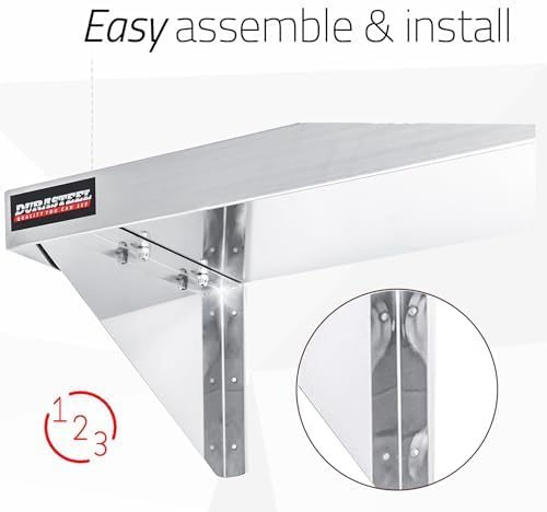 DuraSteel Stainless Steel Shelf - 60 Inch Wide x 12 Deep Commercial NSF Mounted Metal Wall Shelf Pantry Organizer Garage Storage Shelves - Rack Shelving Restaurant Kitchen Units Laundry Utility Room