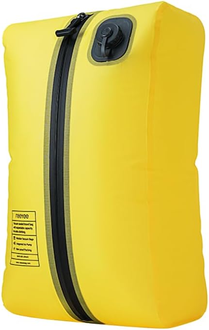 Reeyee Electric Vacuum Compression Bag, 20L Portable Travel Packing Cube with Built-in Pump, Type-C Rechargeable, Waterproof TPU, Saves 60% Space (1, Yellow)