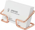 Desktop Business Card Holder, Sturdy Metal Name Card Display Stand for Office Reception, Work Desk, Exhibition Rose Gold