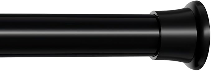 MEXAU 1 Pack Black Spring Tension Curtain Rods 18-37 Inch,Adjustable Tension Rods Shower Curtain Rod No Drilling for Window, Bathroom, Closet, Room Divider, 7/8" Diameter