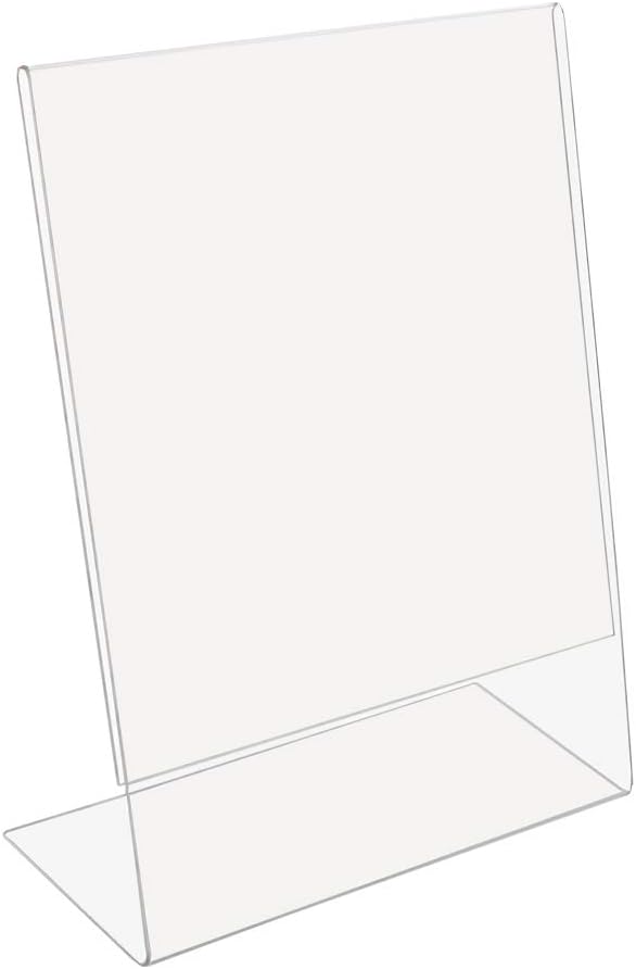 SOURCE ONE Best Value 8.5 X 11 Inches Thick Acrylic Slant Back Sign Holder Ad Frame Picture Frame, Clear Acrylic Perfect for Trade Shows, Museums, Retail Stores (12 Pack)