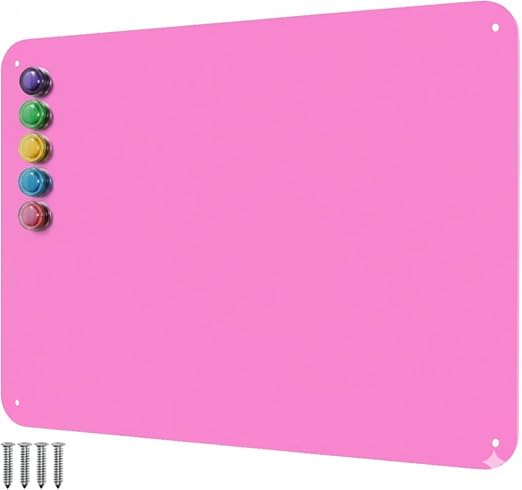 9 inches x 6.5 inches Stainless Steel Plate for Magnets, 3M Adhesive Back, Mounting Screws, Ideal for Magnetic Shelf, Spice Holders, Fridge Magnets. Mount Anywhere! (Pink, 1 Pack)