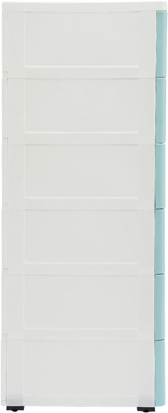6 Drawers Narrow Storage Cabinet, Stackable Plastic Storage Tower Slim Utility Organizer for Kitchen Bathroom Living Room Office (Blue)