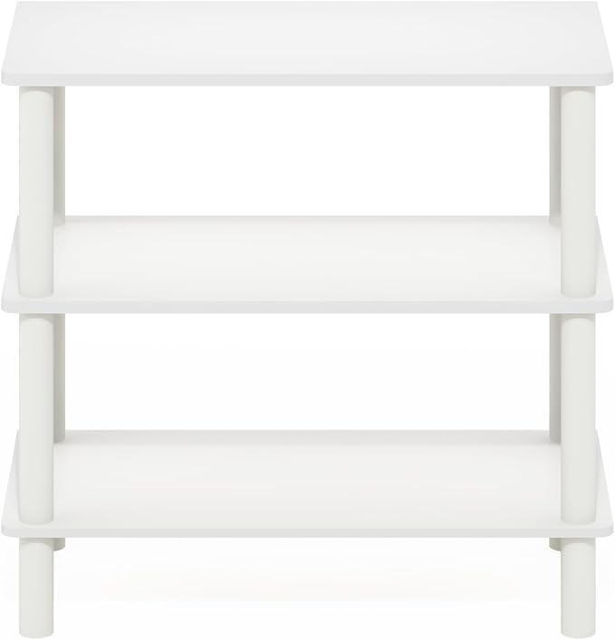 Furinno TURN-N-TUBE 3-Tier Toolless Narrow Shoe Rack, White | 11.7 x 23.6 x 21.9, Small Shoes Organizer, Shoe Rack Storage with Freestanding Organizer, for Closet Entryway, Office, Garage