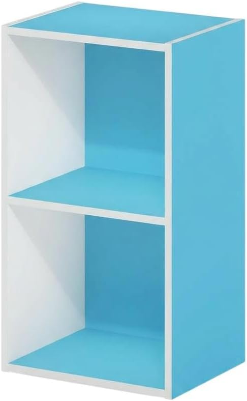 Furnifact Light Blue White Bookcase, Wooden Design, Ample Storage, Durable Wood, Modern Home Office and Living Room Furniture
